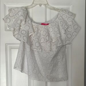 NWT Lilly Pulitzer White Eyelet Ruffle Trixie Top